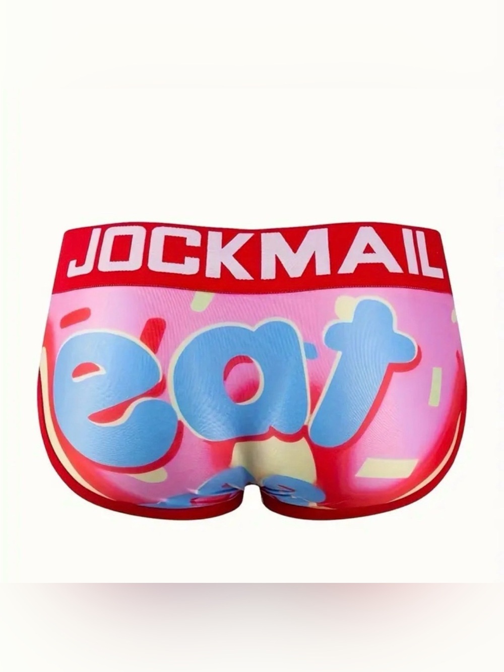 NWT Jockmail Men's Eat Cake Frosting Donut Briefs Underwear Pink Red XL